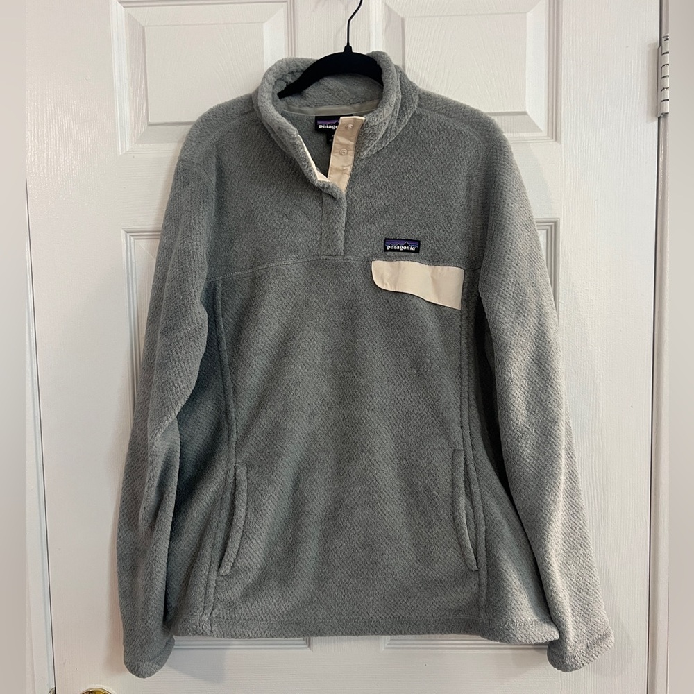 Patagonia 'Re-Tool Half Snap-T' Gray and Pink Fleece Pullover - Women's XL